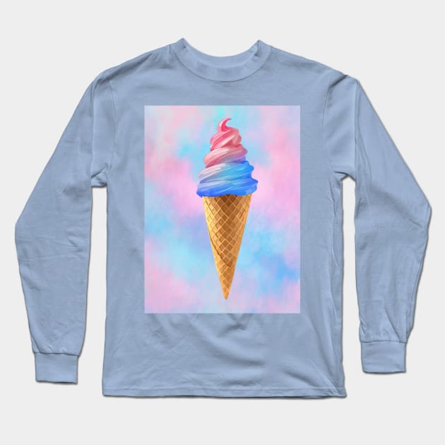 Carnival Cotton Candy Ice Cream Dream Long Sleeve T-Shirt by Art by Deborah Camp